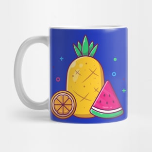 Pineapple, Orange With Watermelon Cartoon Mug